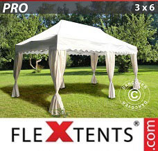 Canopy 3x6 m White, incl. 6 decorative curtains