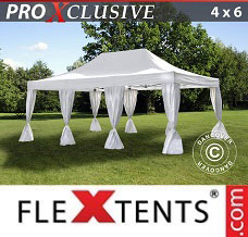 Canopy 4x6 m White, incl. 8 decorative curtains
