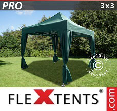 Canopy 3x3 m Green, incl. 4 decorative curtains