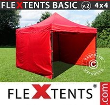 Canopy 4x4m Red, incl. 4 sidewalls