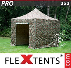 Canopy 3x3 m Camouflage/Military, incl. 4 
