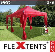 Canopy 3x6 m Red, incl. 6 decorative curtains