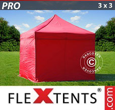 Canopy 3x3 m Red, incl. 4 sidewalls