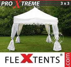 Canopy 3x3m White, incl. 4 decorative curtains